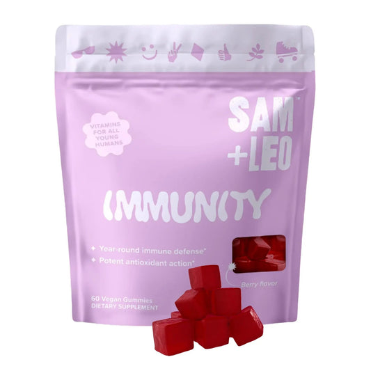 SAM+LEO Immunity Gummies with Elderberry, Echinacea, Zinc & Vitamin C for Kids & Teens – Immune Support Supplement Gummies | SAM+LEOUS supplements