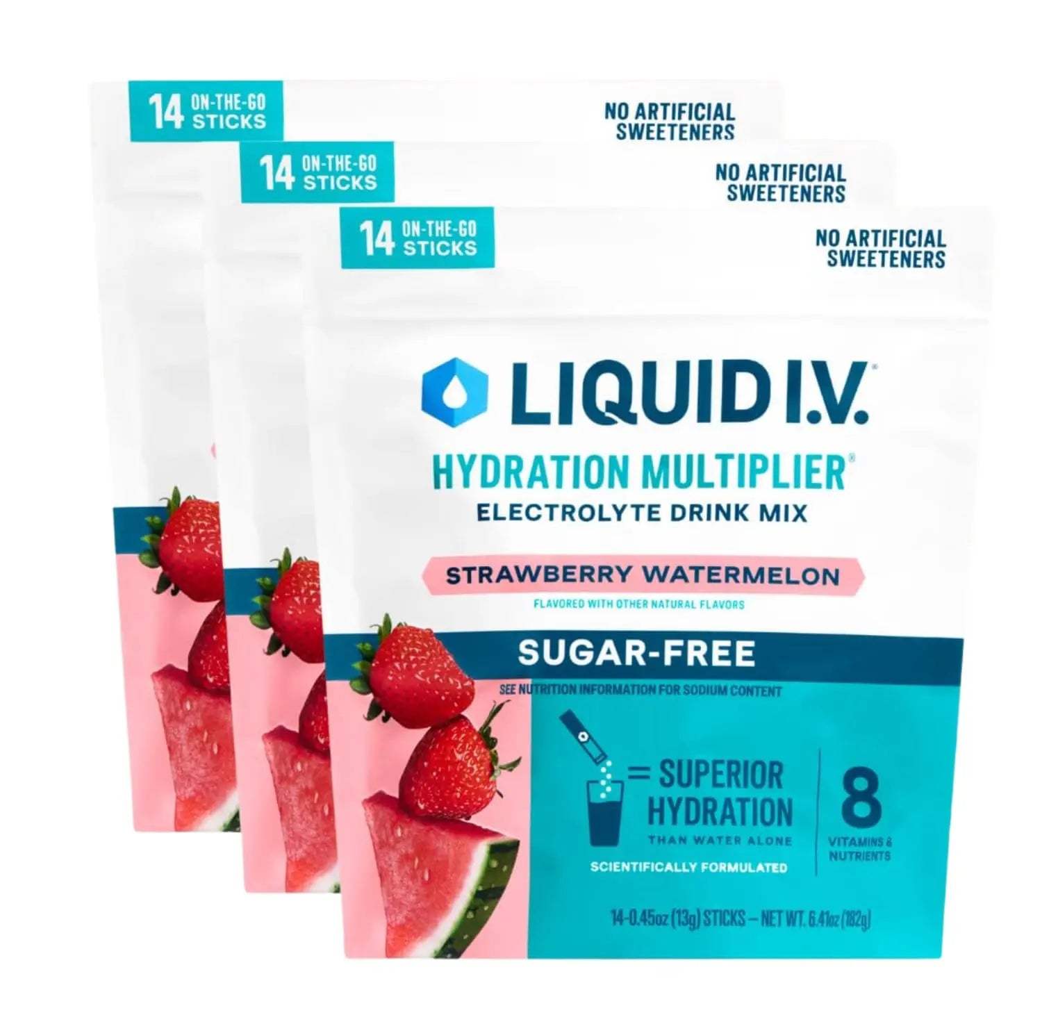 Liquid I.V.® Hydration Multiplier Sugar Free – Strawberry Watermelon | Electrolyte Powder Drink Mix | 3 Pack (42 Servings) Liquid I.V. Au supplements
