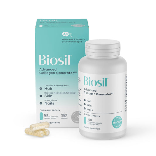 Biosil Collagen Booster Supplement - 120 Original Capsules - Patented ch-OSA Activator for Skin, Hair, Nails & Joints BiosilUS supplements