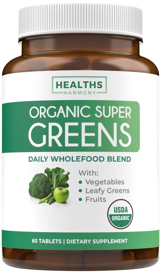 USDA Organic Super Greens Supplement - Organic Greens Fruits and Vegetable Supplement for Adults with 28 Superfood Complex with Superfruits Roots Herbs & More - Vegan & Non-GMO (Up to 1 Month Supply) Healths HarmonyAU supplements