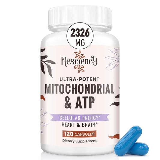 Resciency 2326 MG Mitochondrial Supplements with ATP, Vitamins, CoQ10 & PQQ, More Effective Than Creatine HMB & Nitric Oxide, Energy, Endurance, Strength, Recovery & Muscle, Organic, 120 Capsules ResciencyAU supplements