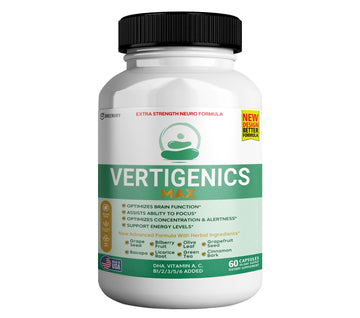 Vertigenics Max – Brain & Focus Support Supplement – Extra Strength Neuro Formula with Vitamins, Minerals & Herbal Blend – Supports Clarity, Alertness & Energy – 60 Capsules (1) Vertigenics Au supplements
