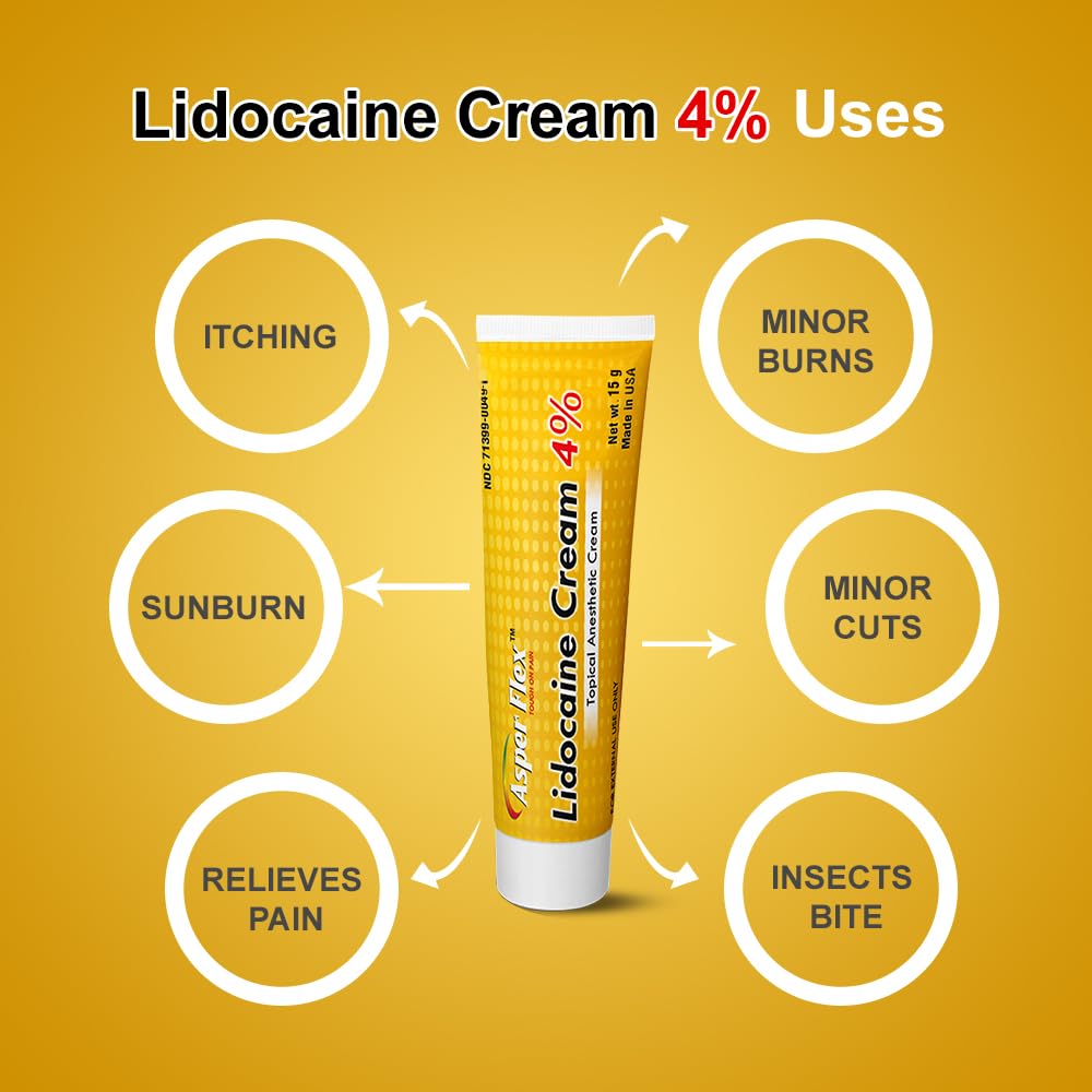 ASPERFLEX™ Lidocaine Pain Relief Cream 4% - Fast-Acting Numbing Cream for Muscle & Joint Pain, Arthritis, Backache, and More - 15G ASPERFLEX Au supplements