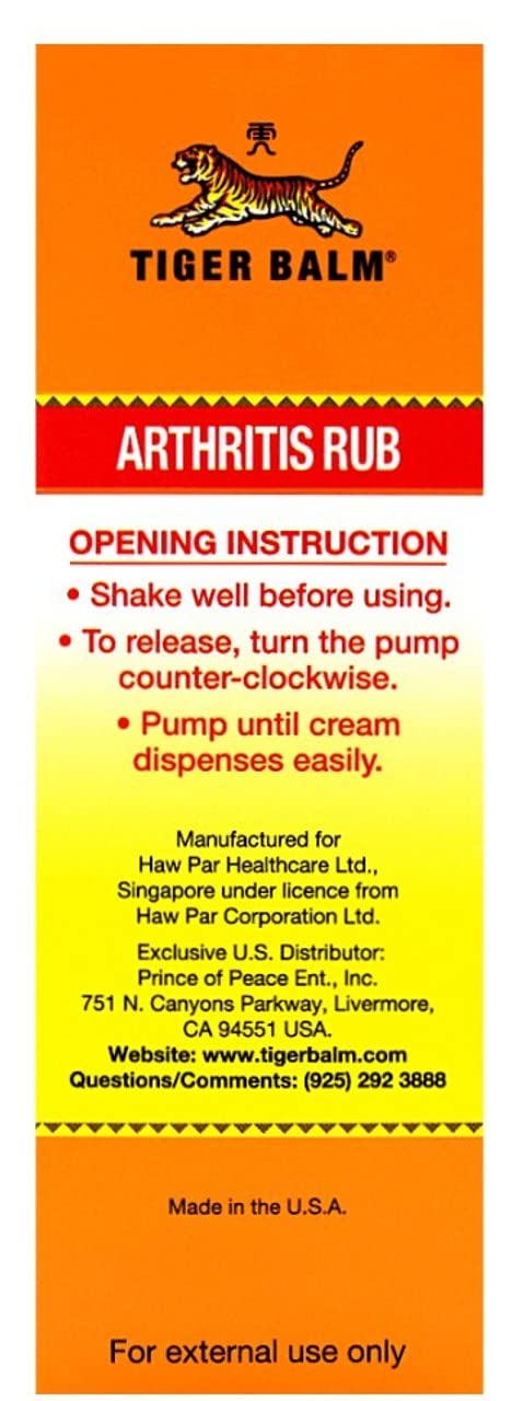 Tiger Balm Arthritis Rub, 4 Ounce -- 3 per case. Tiger Balm Au supplements