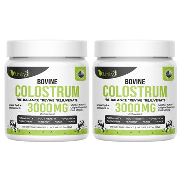 VITINITY Grass Fed Bovine Colostrum Powder for Humans 3000 mg - Natural IgG Colostrum Supplement Gut Health, Immune Support, Muscle Recovery, Wellness | Pure Colostrum Superfood,Unflavored 2 Pack VITINITY Au supplements