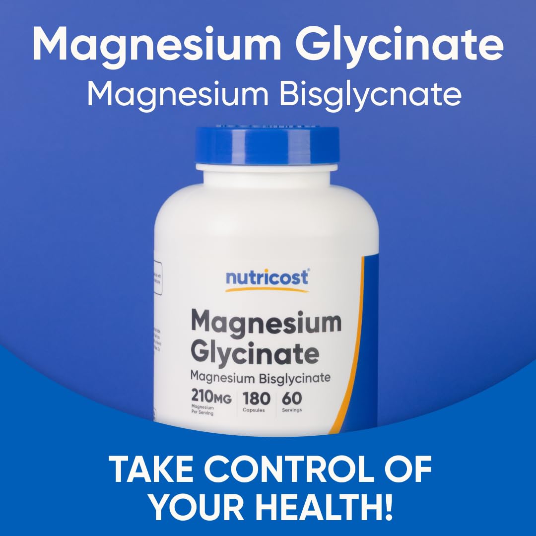 Nutricost Magnesium Glycinate Capsules (180 Capsules, 210 mg Per Serving) - Magnesium Glycinate Supplement for Gentle Absorption Nutricost Au supplements