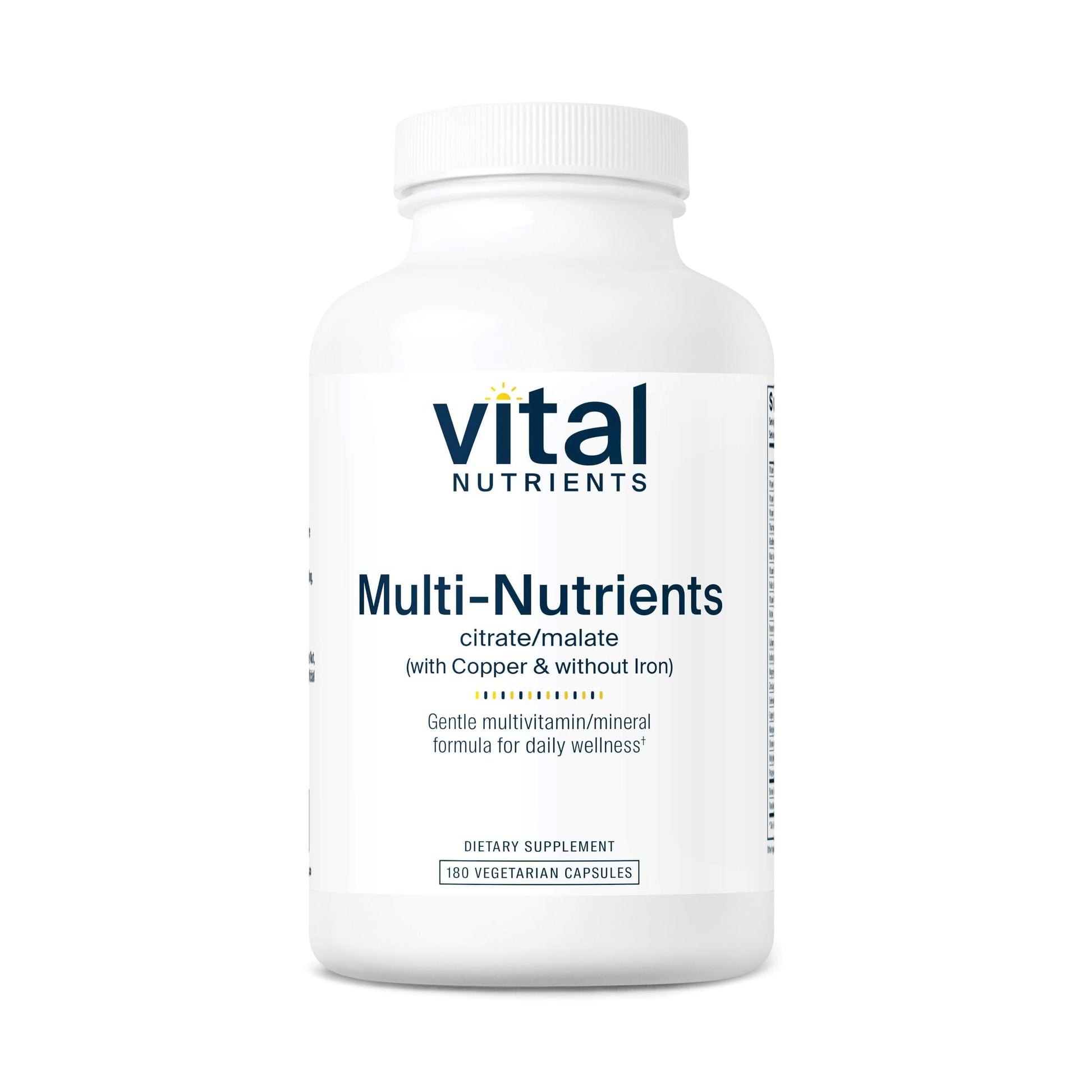 Vital Nutrients - Multi-Nutrients 2 - Citrate/Malate Formula (with Copper and Without Iron) - Multi-Vitamin/Mineral, Potent Antioxidants, Gentle Bioavailable Form - 180 Vegetarian Capsules per Bottle Vital Nutrients Au supplements
