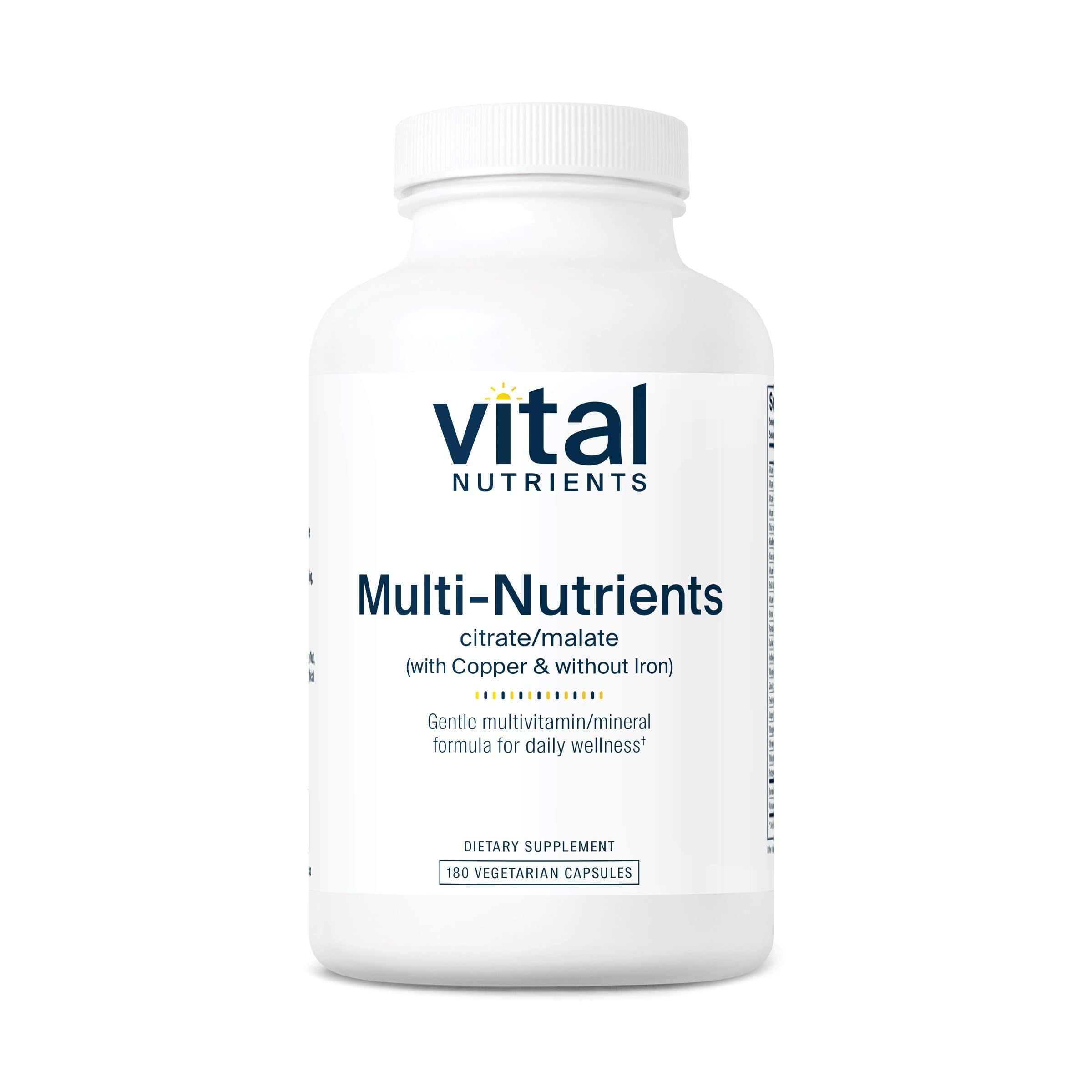Vital Nutrients - Multi-Nutrients 2 - Citrate/Malate Formula (with Copper and Without Iron) - Multi-Vitamin/Mineral, Potent Antioxidants, Gentle Bioavailable Form - 180 Vegetarian Capsules per Bottle Vital Nutrients Au supplements
