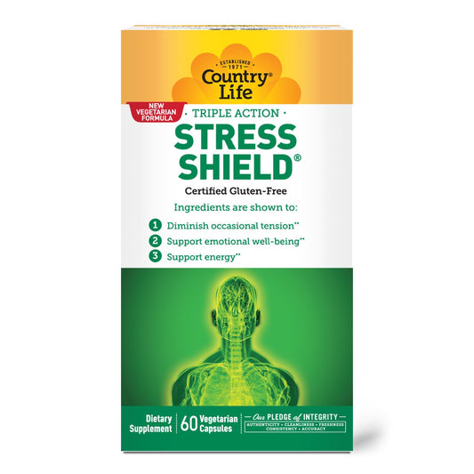 Country Life Stress Shield – Stress & Tension Relief Supplement with Ashwagandha, B-Vitamins for Energy & Emotional Well-Being, Supports Mental Clarity & Resilience, Gluten-Free, Vegan, 60 Capsules Country LifeAu supplements