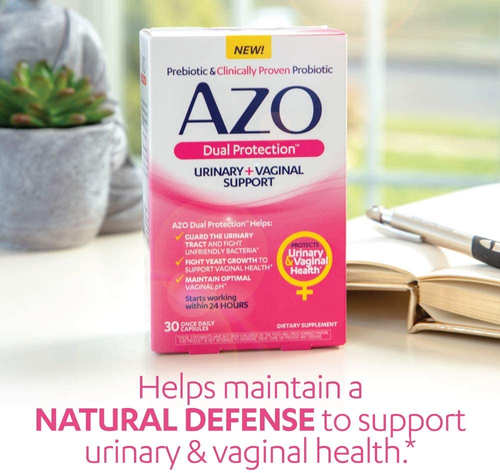 AZO Boric Acid Vaginal Suppositories, 30 Count + AZO Dual Protection, 30 Count, Urinary + Vaginal Support* AZOUS supplements