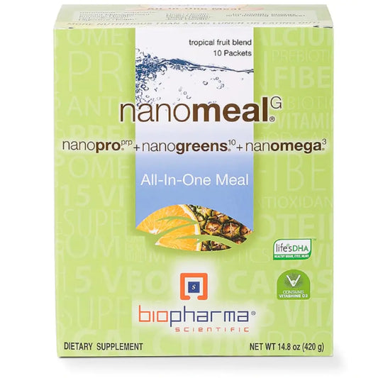 NanoMeal Plant-Based All-in-One Nutrition | Superfood Meal Replacement Powder | Tropical Fruit Blend | 10 Servings | Protein, Greens & Omega for Gut & Immune Support Biopharma ScientificAu supplements