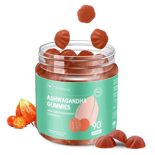 AFXMATE Ashwagandha Gummies for Women Sugar Free, Men's Ashwagandha Supplement Gummy with Vitamin D Magnesium Vegan (90 Counts) AFXMATEAU supplements