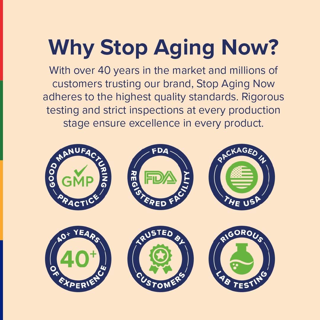 Stop Aging Now - Immune Support - with Vitamin C, Vitamin D3 and Mushroom Complex - 60 Vegetarian Capsules Stop Aging Now Au supplements
