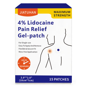 JIATUHAN 4% Lidocaine Pain Relief Patches – Maximum Strength for Back, Neck, Joint & Muscle Pain – Long-Lasting & Flexible – 15 Patches JIATUHAN Au supplements