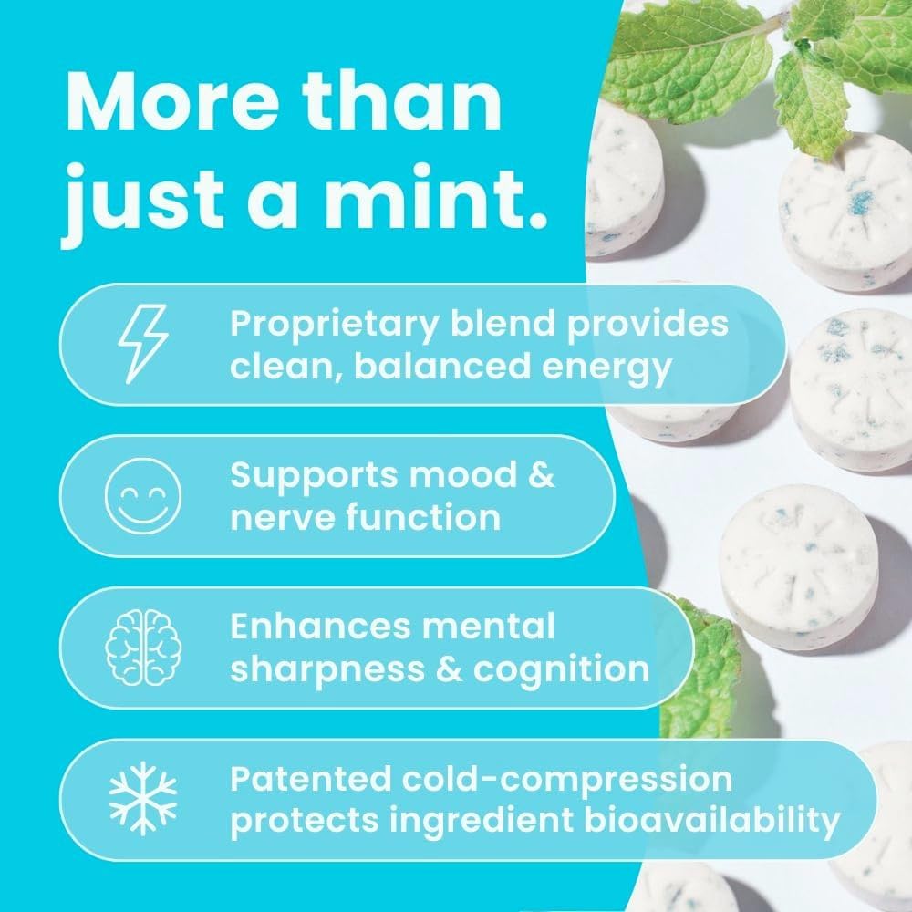 Neuro Energy & Focus Mints - Sugar Free Breath Mints with 40mg Natural Caffeine, B Vitamins & L-Theanine - Vegan Brain Supplement for Exercise, Study & Daily Focus - Peppermint, 90 ct Neuro Au supplements