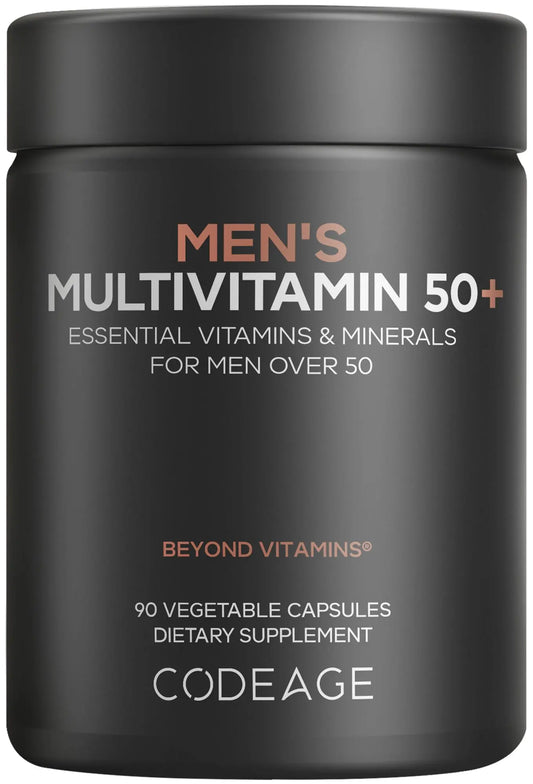 Codeage Men's Multivitamin 50+ Supplement - Essential Vitamins for Men Over 50 Years Old, Minerals, CoQ10, Turmeric, Saw Palmetto, Maca, Panax Ginseng, Probiotics & Botanicals - Non-GMO - 90 Capsules CodeageAU supplements