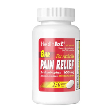 HealthA2Z® Pain Relief Extended Release | Acetaminophen 650mg | 8 Hours | Arthiritis Pain | Pain Reliever - Fever Reducer | Contains no Aspirin | (250 Caplets) HealthA2Z Au supplements