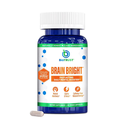 BioTrust Brain Bright – Daily Nootropic Boost for Focus, Concentration, Mental Clarity – Caffeine Free Nootropics Brain Support Supplement – Thai Ginger, Ginkgo, Folate, L-Theanine – 30 Servings BioTrustAU supplements