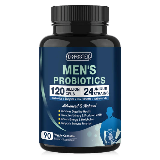 Probiotics for Men Digestive Health, 120 Billion CFUs Mens Probiotic with Digestive Enzymes & Prebiotics & Saw Palmetto & Cranberry for Gut, Prostate & Urinary DRFOSTERUS supplements