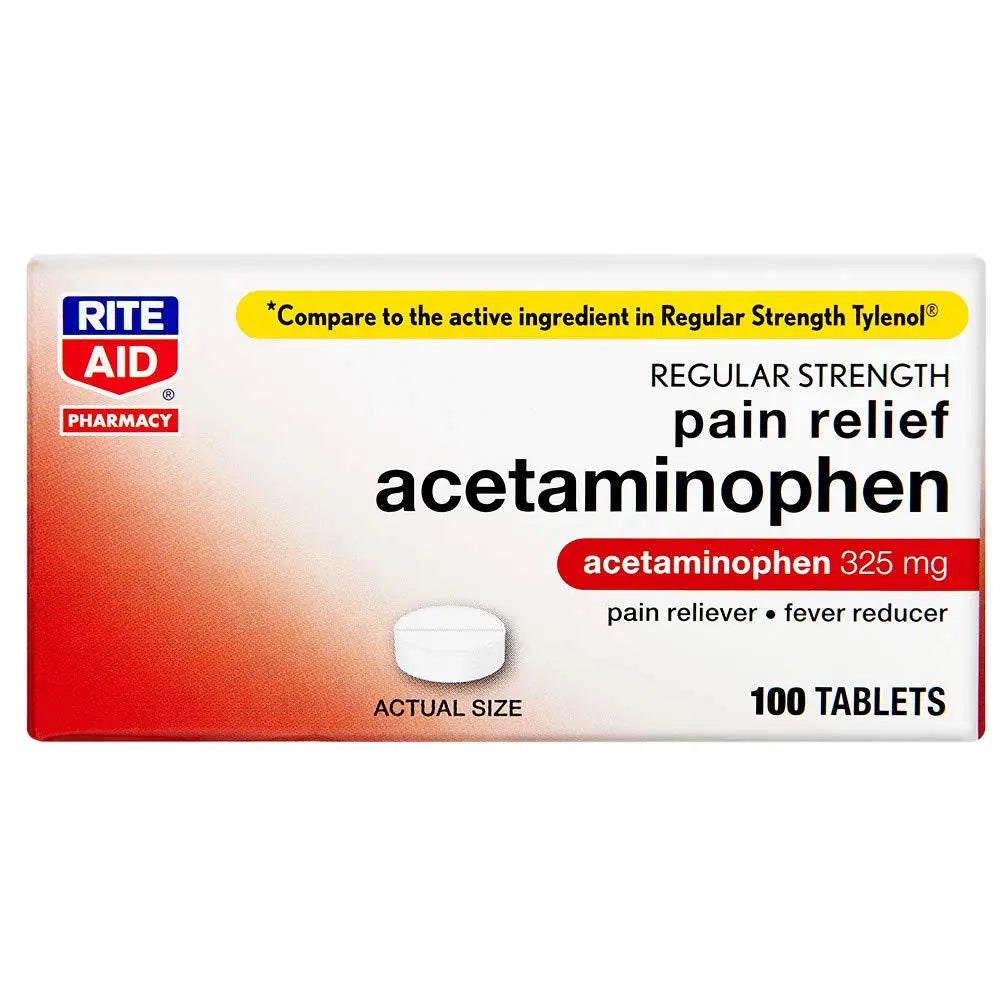 Rite Aid Regular Strength Pain Relief Acetaminophen, 325mg - 100 Tablets | Pain Reliever and Fever Reducer | Joint Pain Relief | Muscle Pain Relief | Arthritis Pain Relief | Back Pain Relief Products Rite Aid Au supplements