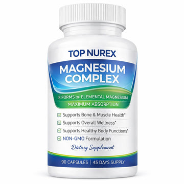 Top Nurex Magnesium Complex 1000 mg, 8-Source Magnesium Blend with Glycinate, Citrate, Malate & Taurate, Vegan Formula, Non-GMO, 90 Capsules Top Nurex Au supplements