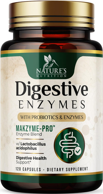 Digestive Enzymes - Super Digestive Multi Enzyme Complex for Bloating & Gut Health Support with Bromelain, Papain, Probiotics & Prebiotics - Digestion Health Support for Women & Men - 120 Capsules Nature's Nutrition Au supplements
