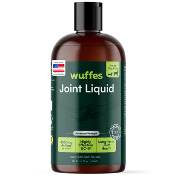 Wuffes Advanced Joint Liquid for Dogs, Hip & Joint Support Supplement with Glucosamine, Chondroitin, UC-II® Collagen, and MSM, for Small & Large Breeds, 16 Oz Wuffes Au supplements