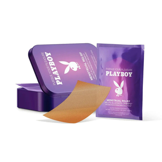 AVID Playboy - Menstrual Relief PMS Oral Strips (30 Edible Strips) Fast Dissolving PMS Cramp Relief & Hormonal Balance Strips for Women - Lemon Ginger Flavored Multi-Benefit PMS Supplement for Women AvidAU supplements