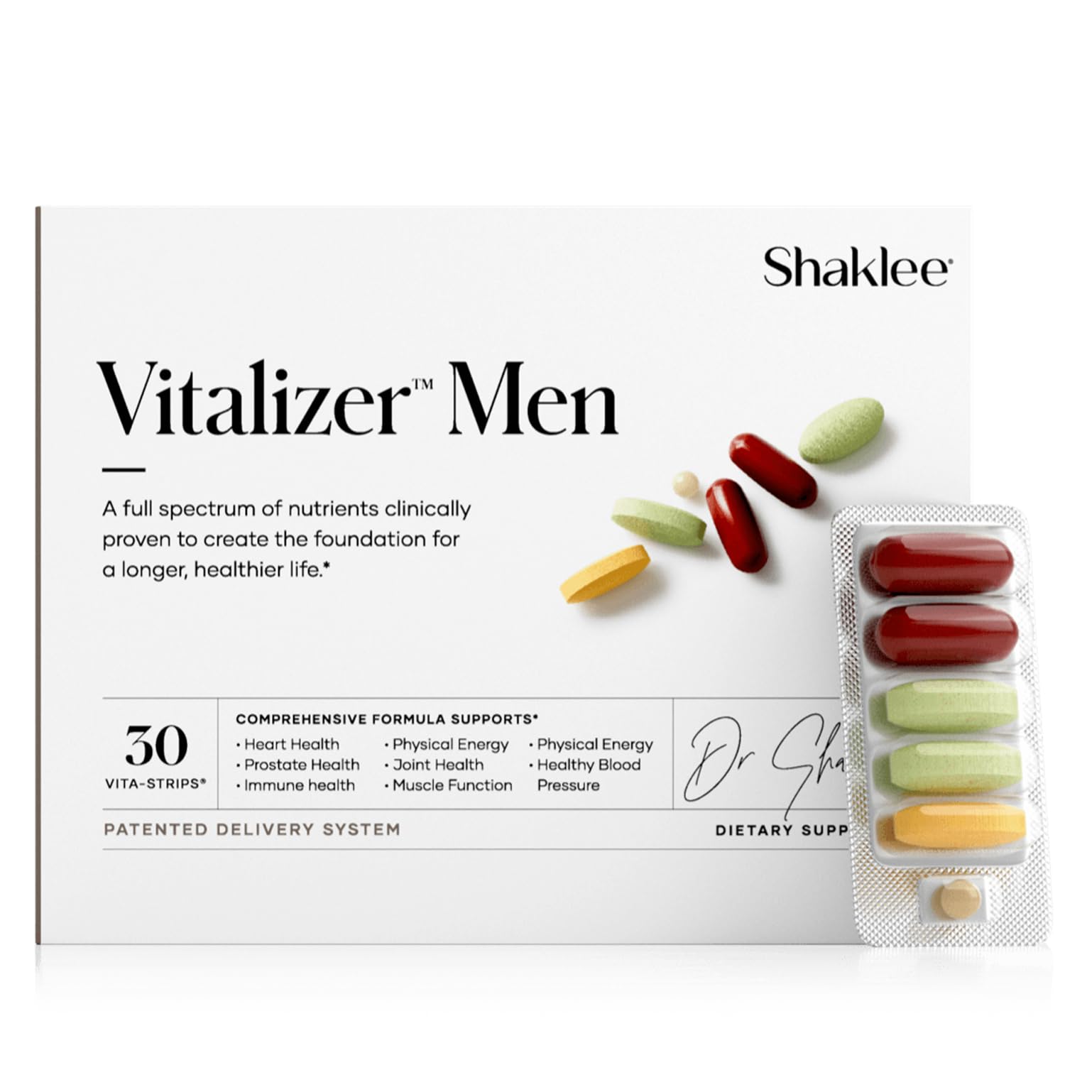 Shaklee - Vitalizer™ Men - Advanced Nutrition Vita-Strips® with Vitamins, Minerals, Omega-3s, Probiotics & More for Heart, Joint, Immune, Bone, Digestive Health & Physical Energy - 30 Vita-Strips® Shaklee Au supplements