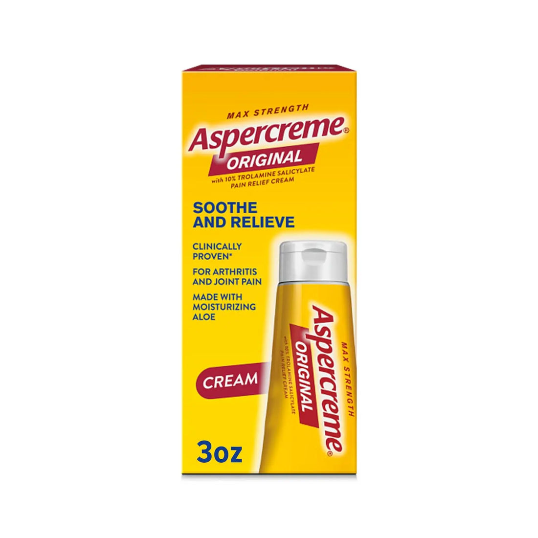 Aspercreme Original Pain Relief Cream for Arthritis, Joint & Muscle Pain, Non-Greasy Topical Analgesic with Moisturizing Aloe & Max-Strength 10% Trolamine Salicylate, 3 oz. Aspercreme uk supplements