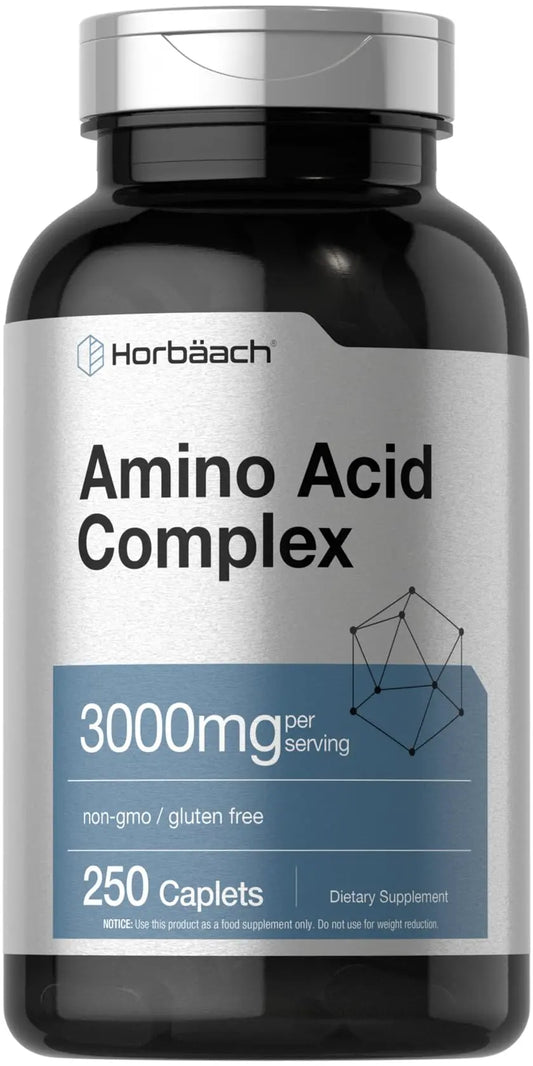 Horbäach Amino Acid Complex 3000mg | 250 Caplets | Non-GMO, Gluten Free Supplement HorbäachAU supplements