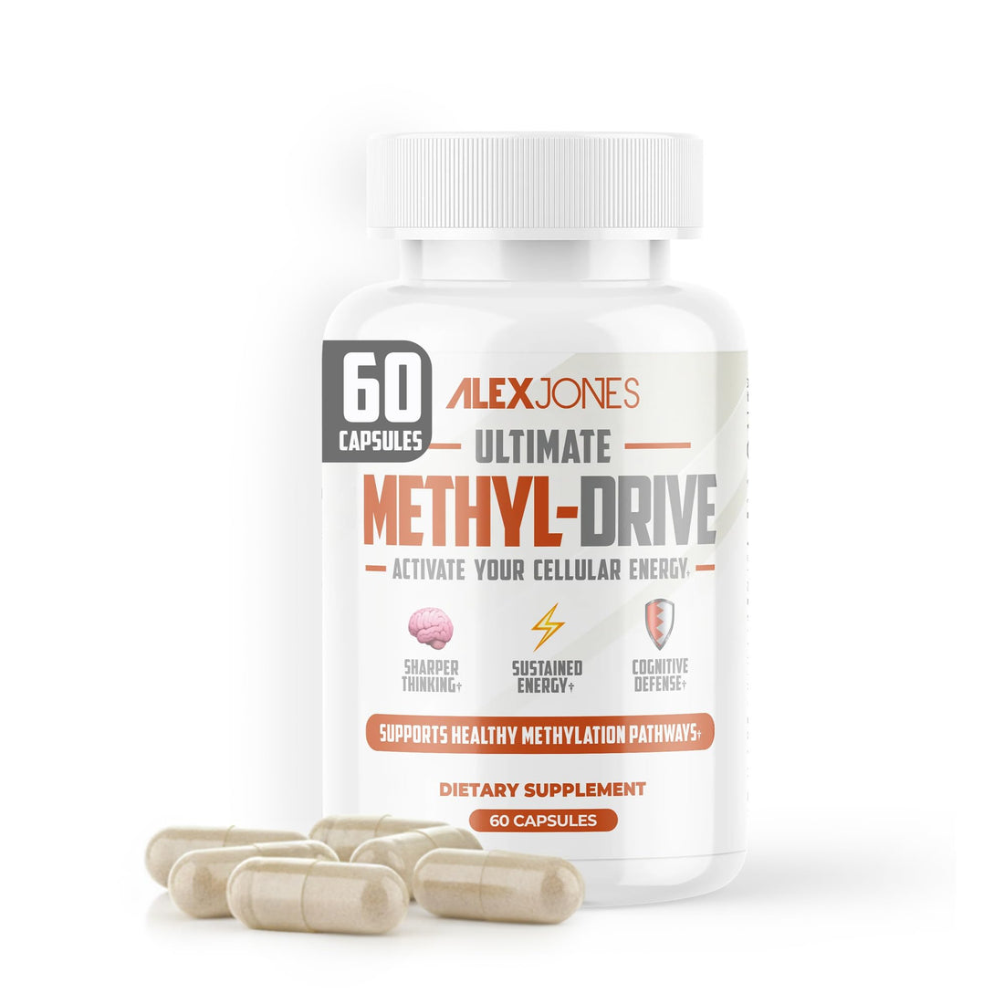 Alex Jones Naturals Methyl Drive Vitamin B Methylated Complex Formula – Mitochondrial Support Supplement w/ CoQ10, PQQ Supplement, Magnesium, B Methylated Complex & BioPerine – 60 Capsules Alex Jones Naturals Au supplements