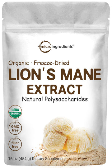Micro Ingredients Organic Lions Mane Mushroom Supplement Powder 16 Ounce Micro Ingredients Au supplements