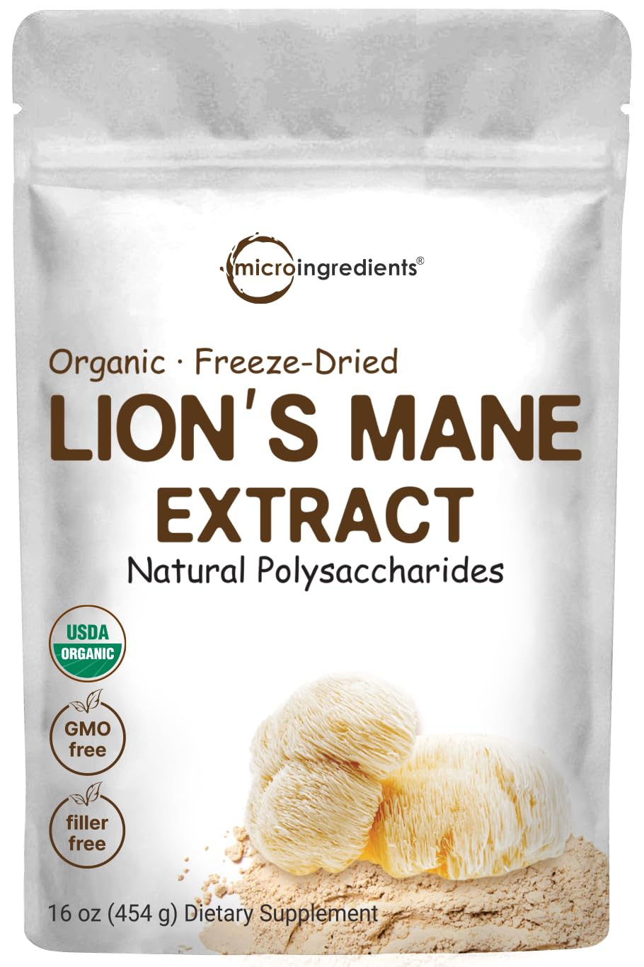 Micro Ingredients Organic Lions Mane Mushroom Supplement Powder 16 Ounce Micro Ingredients Au supplements