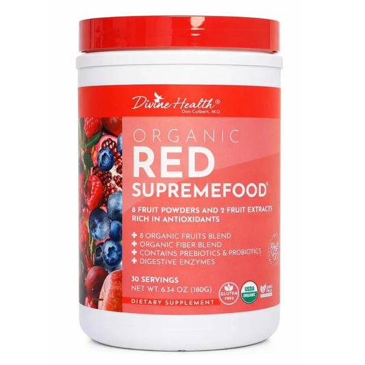 Dr. Colbert, MD Organic Red Supremefood | Berry Flavored Blend | by Divine Health | 10 Organic Fruits | Probiotics | Enzymes | Herbs | Fiber | Antioxidants | Non-GMO | 30 Day Supply | 180g Divine HealthAU supplements