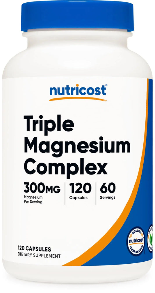 Nutricost Triple Magnesium Complex (300mg, 120 Capsules) - from Di-Magnesium Malate, Bisglycinate and Citrate, 60 Servings NutricostAu supplements