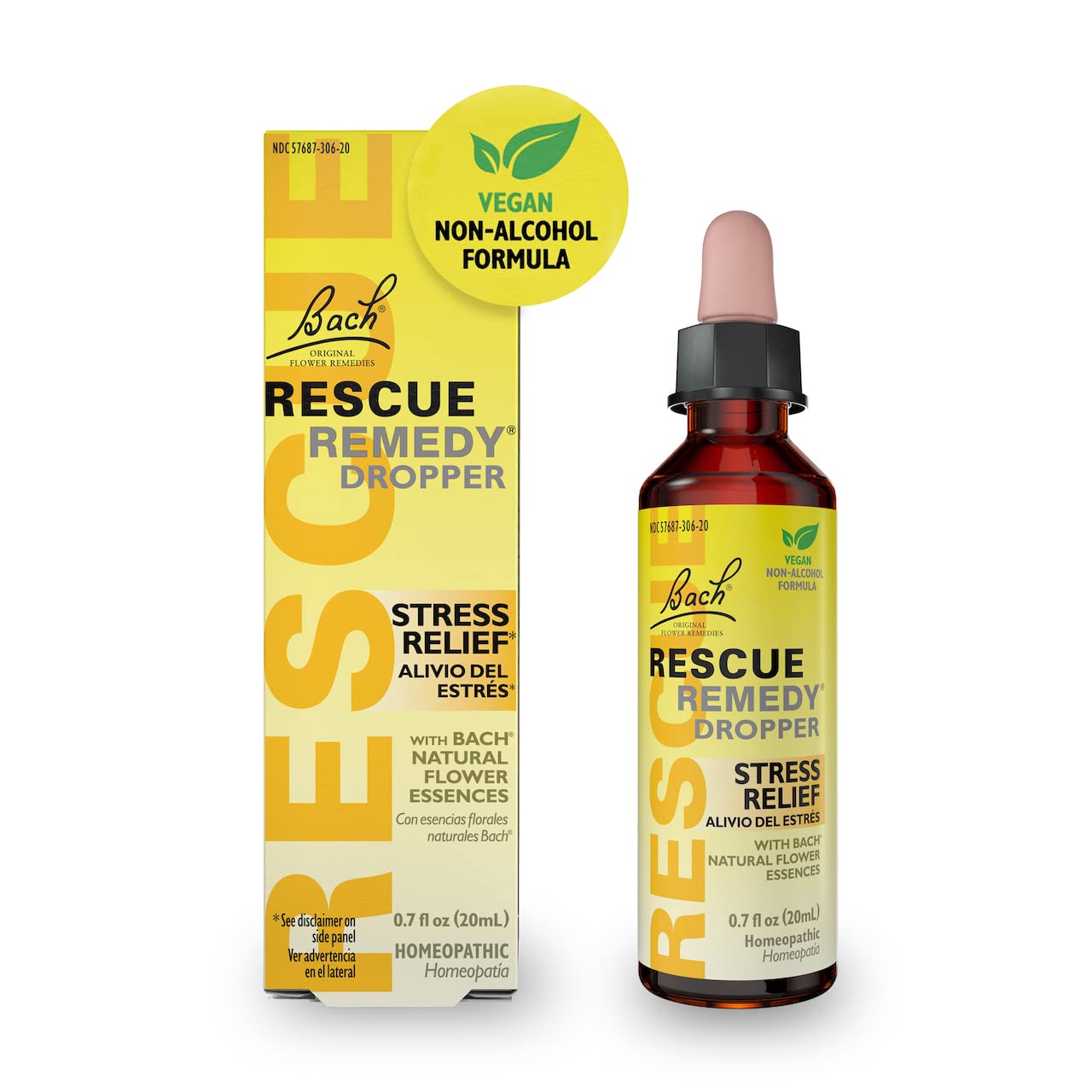RESCUE Bach Remedy Dropper 20mL, Natural Stress Relief, Homeopathic Flower Essence, Vegan, Gluten & Sugar-Free, Non-Habit Forming (Non-Alcohol Formula) RESCUE buy supplements Au