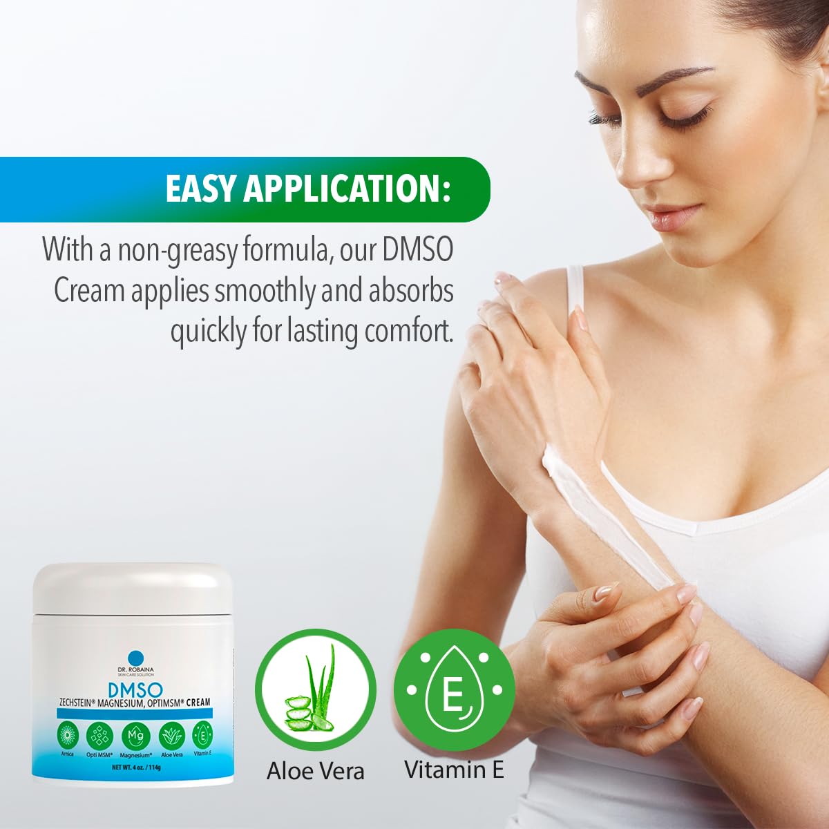 Dr. Robaina DMSO Cream - 99.9% Pure DMSO Pharmaceutical Grade | Formula with Zechstein Magnesium, Arnica, Aloe Vera, Vitamin E - 4 oz Dr. Robaina Au supplements