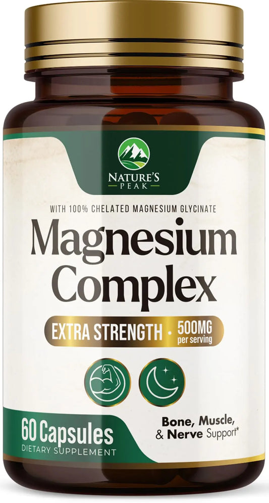 Nature's Peak Magnesium Complex supplement bottle on a white background