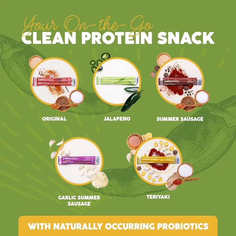 Paleovalley 100% Grass Fed Jalapeno Beef Sticks - Delicious Gluten Free Beef Snack - High Protein Keto Friendly Paleovalley Au supplements