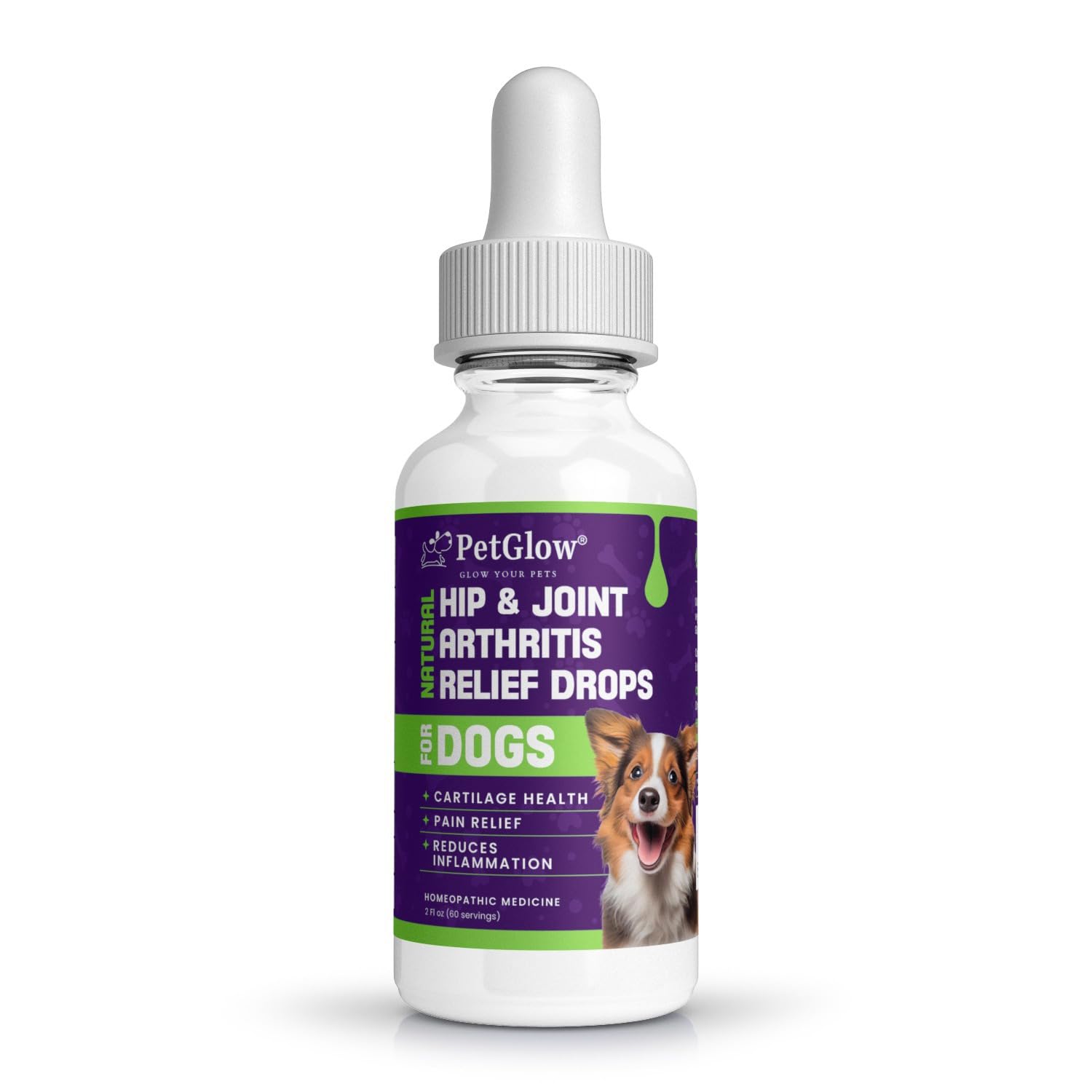 Petglow® Natural Hip & Joint Arthritis Relief Drops with Curcumin & Boswellia, Homeopathic Anti-Inflammatory Formula for Dogs, Cats & Horses, Supports Flexibility, Comfort & Mobility Naturally Petglow Au supplements