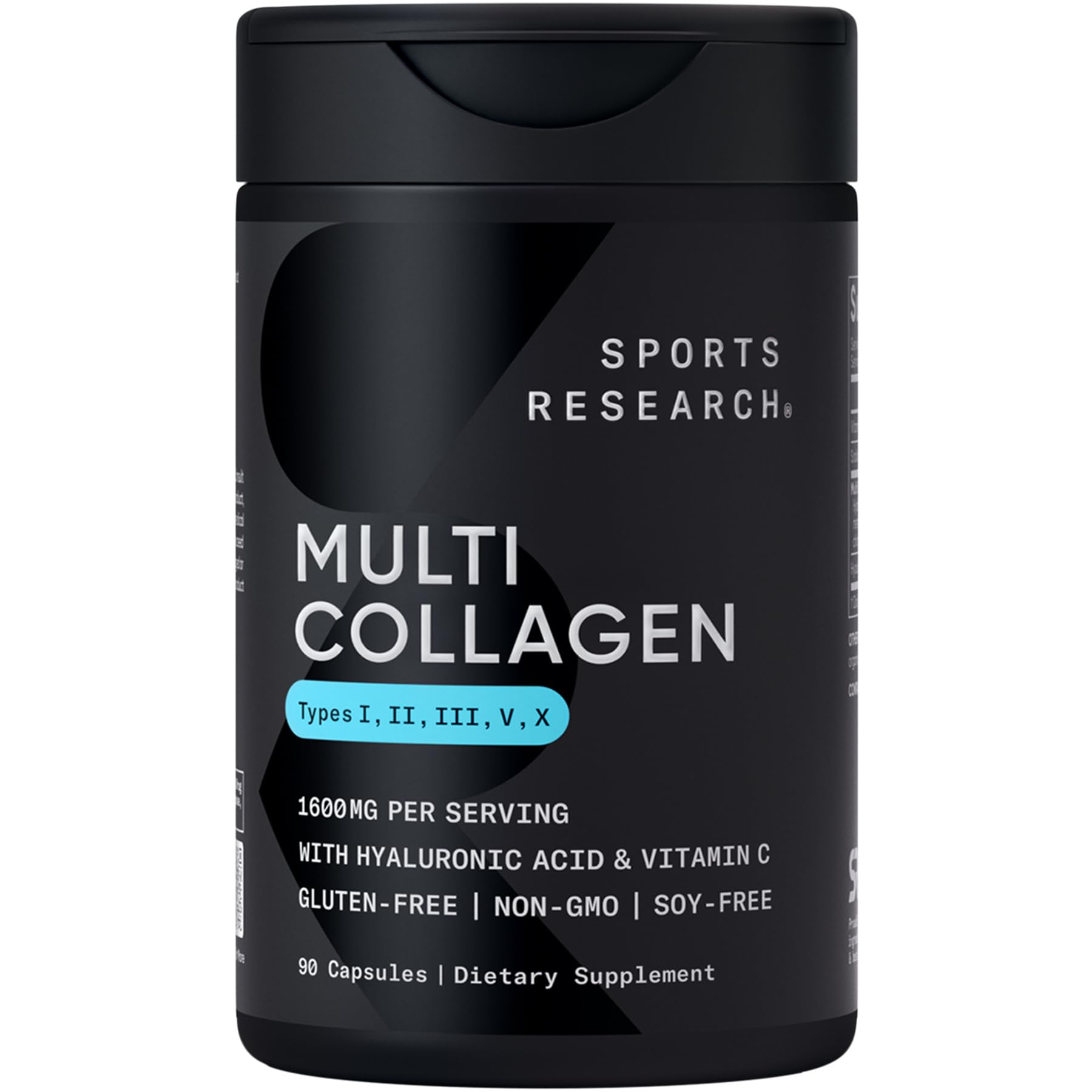 Sports Research® Multi Collagen Pills for Women & Men - Collagen Peptides (Type I, II, III, V, X) Enhanced with Hyaluronic Acid & Vitamin C - Gluten Free ­· Non-GMO - 90 Capsules Sports Research Au supplements