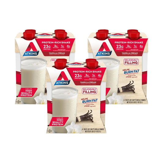 Atkins Vanilla Cream Meal Size Protein Shake, 23g Protein, Low Glycemic, 3g Carb AtkinsAU supplements