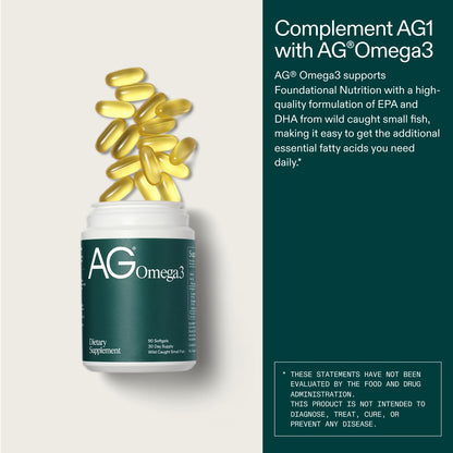 AG1 Omega 3 Fish Oil Softgels – 2000mg EPA & DHA from Wild-Caught Fish, Supports Heart, Brain & Joint Health | 90 Capsules | Athletic Greens Supplement AG1 buy supplements Au