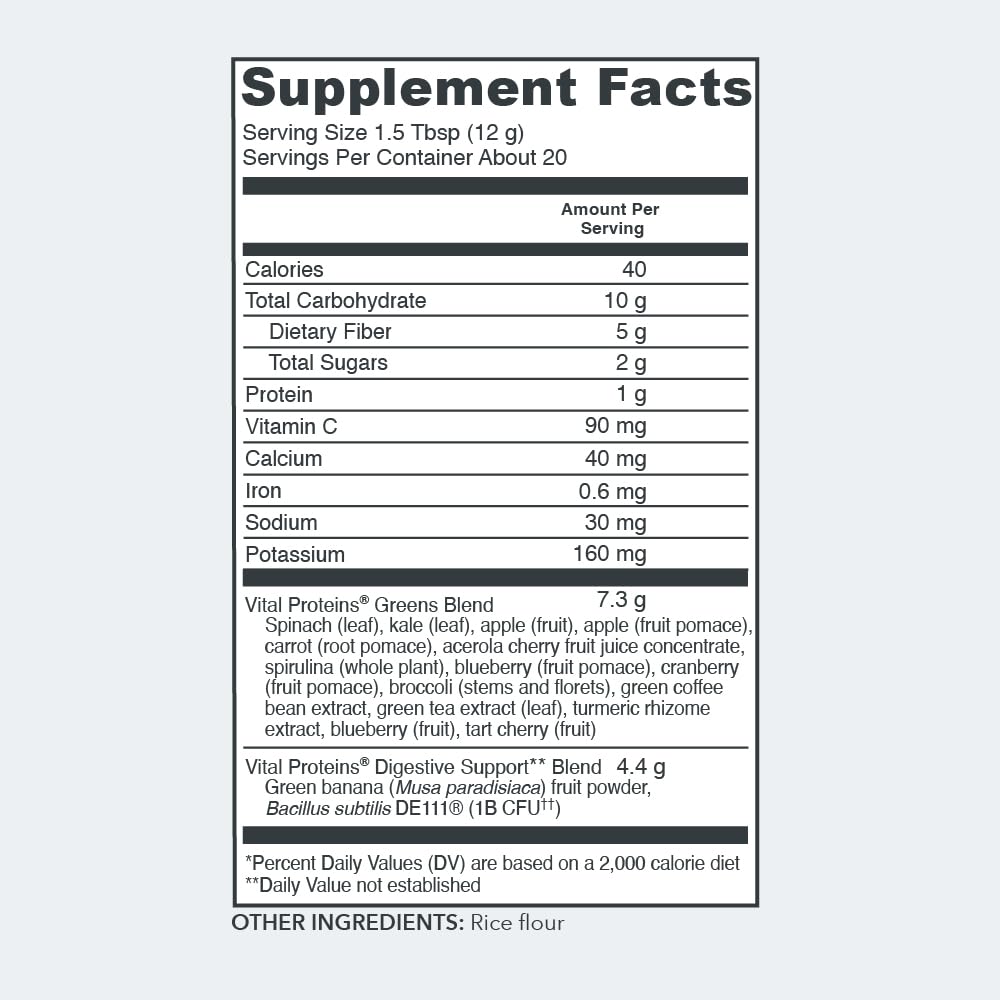 Vital Proteins Unflavored Daily Greens, 8.6 OZ Vital Proteins Au supplements