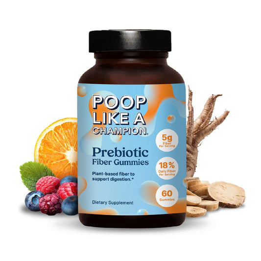 Poop Like a Champion Fiber Gummies – 5g Fiber per Serving, Non-GMO, Vegan, Digestive Support, 60 Pieces per Bottle Poop Like a ChampionUS supplements