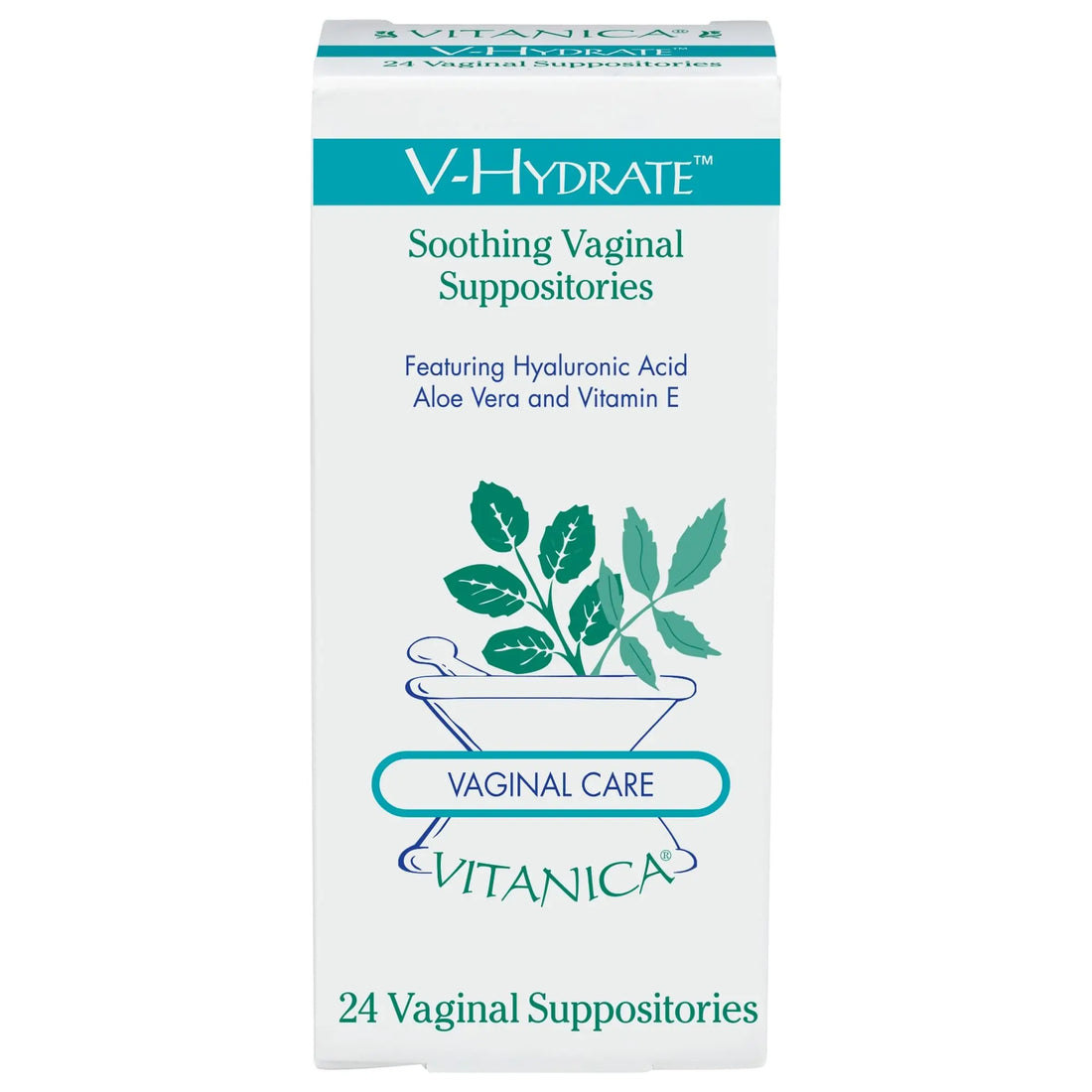 Vitanica V-Hydrate, Hyaluronic Acid Vaginal Suppositories for Comfort and Vaginal Hydration with Aloe Vera and Vitamin E, Hormone-Free & Drug-Free, Vegan, 2 Month Supply, 24 Count Vitanica Au supplements
