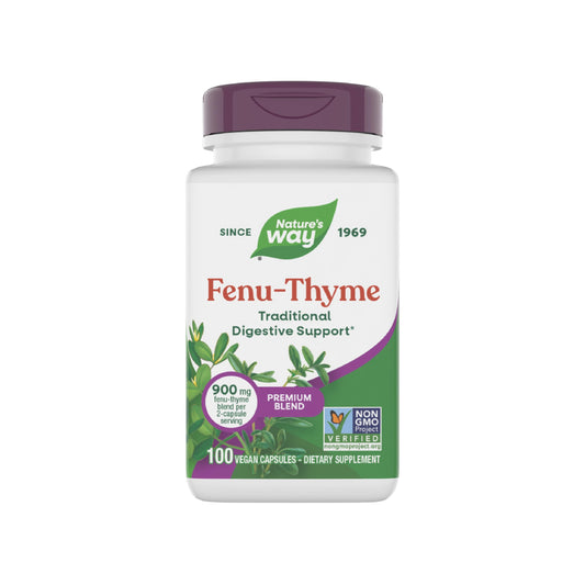 Nature's Way Fenu-Thyme - Traditional Digestive Support Blend* - 900 mg of Thyme & Fenugreek per 2-Capsule Serving - Non-GMO Project Verified & Dairy Free - 100 Vegan Capsules Nature's WayAu supplements