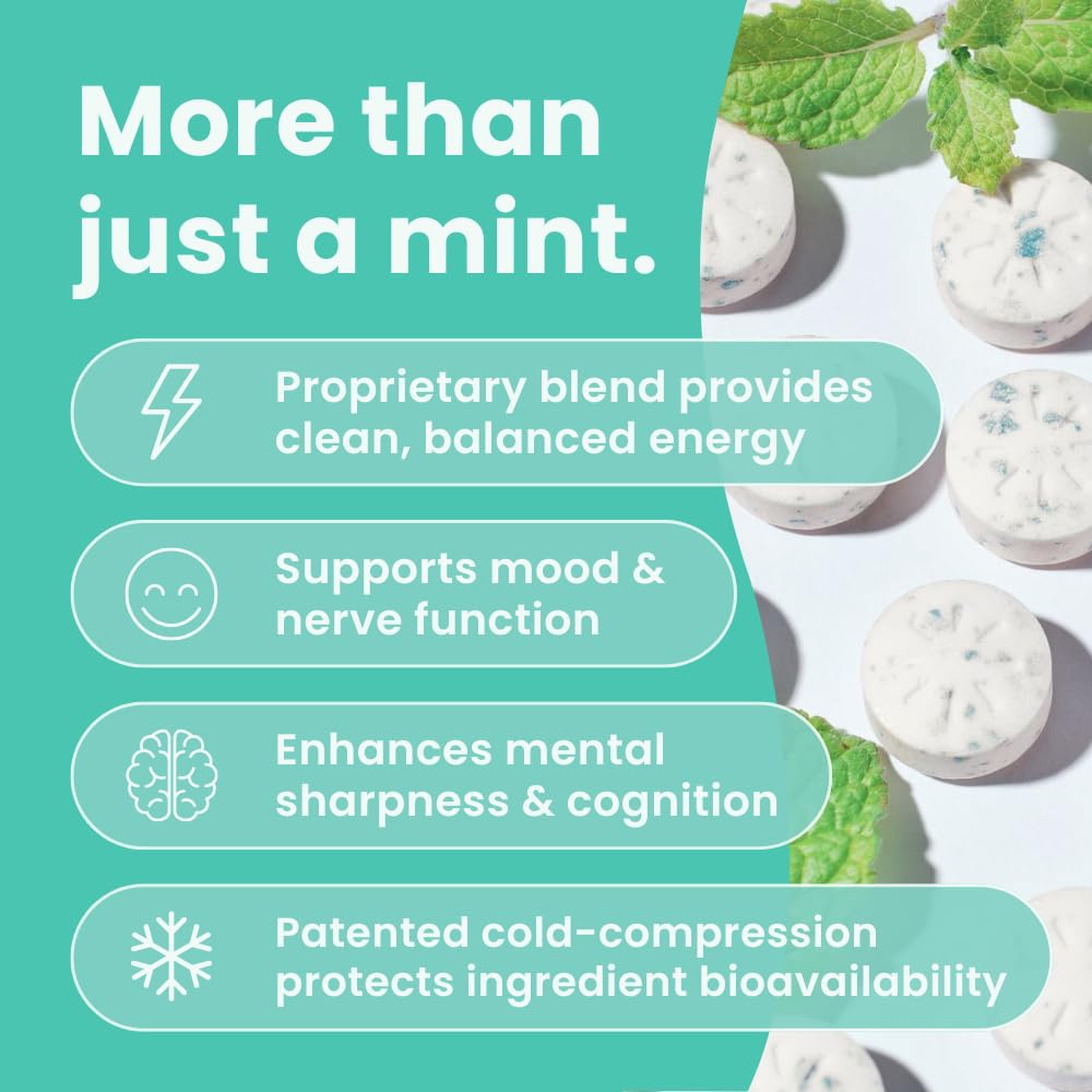 Neuro Energy & Focus Mints - Sugar Free Breath Mints with 40mg Natural Caffeine, B Vitamins & L-Theanine - Vegan Brain Supplement for Exercise, Study & Daily Focus - Peppermint, 12 ct Neuro Au supplements