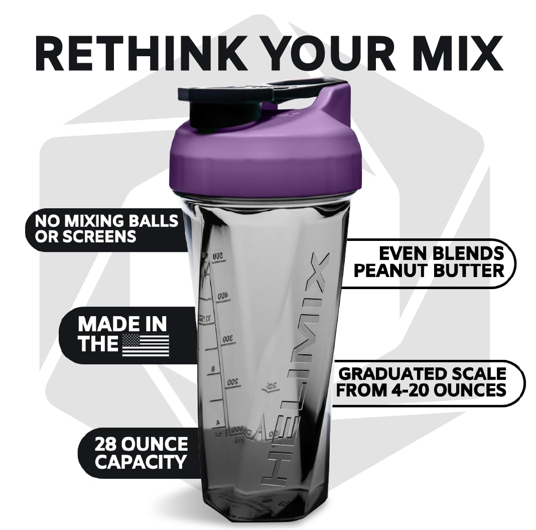 HELIMIX 2.0 Vortex Blender Shaker Bottle Holds upto 28oz | No Blending Ball or Whisk HELIMIXUS supplements